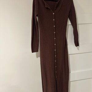 Abercrombie Ribbed Button-Front Women’s Midi Sweater Dress